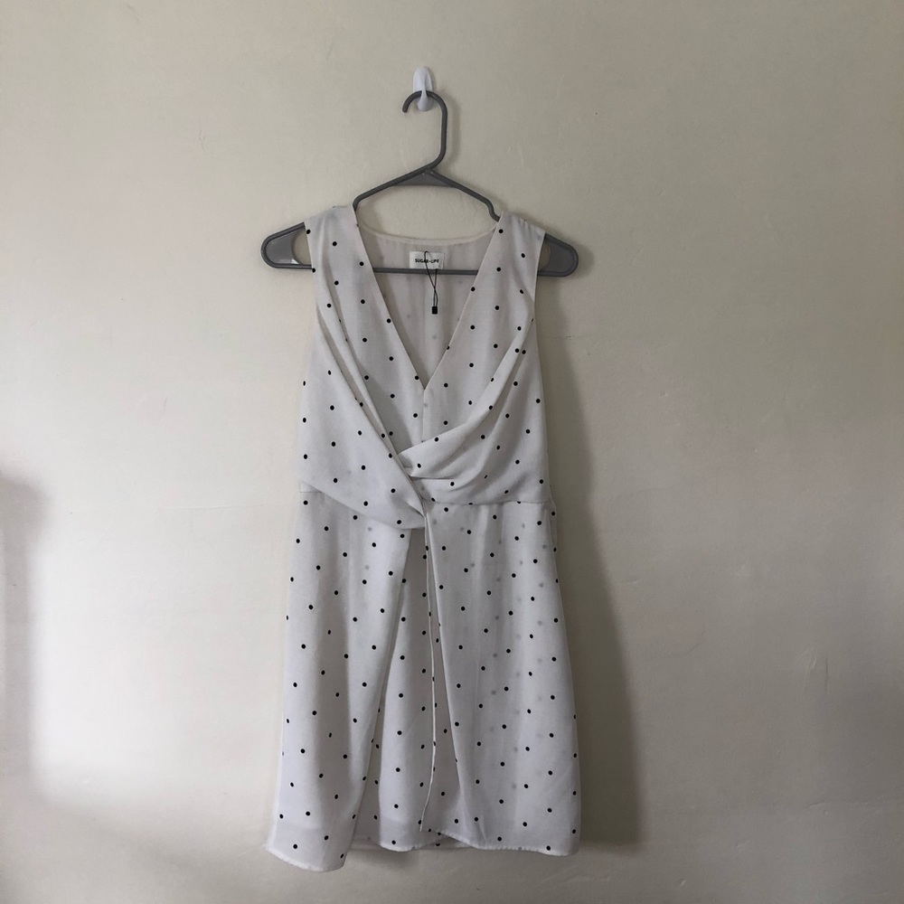Sugarlips white dress with spaced black dots